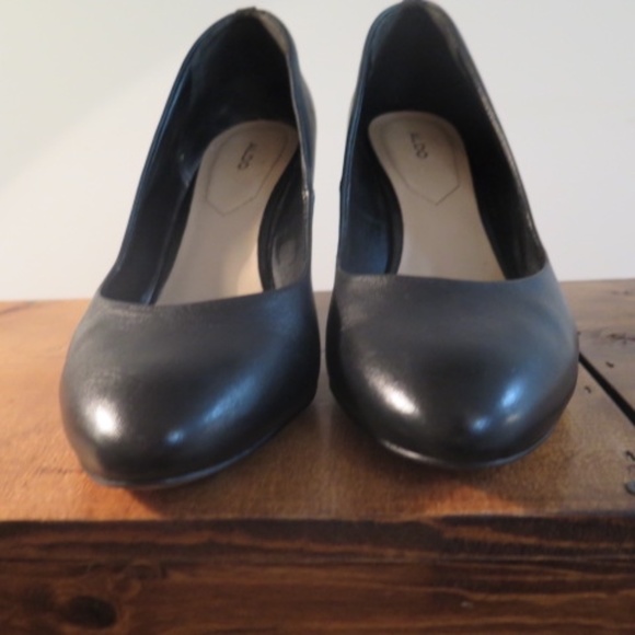 Black Leather Wedges - Picture 3 of 4